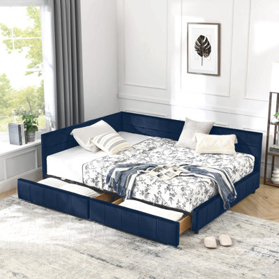 Structure de lit capitonnée avec rangement, canapé-lit avec dossier confortable et accoudoirs, lit pour chambre à coucher, salon, velours (80,5 po x 59 po x 29,5 po)