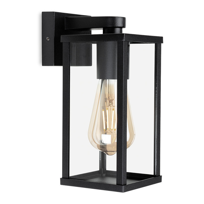 Black 25cm H Outdoor Armed Sconce