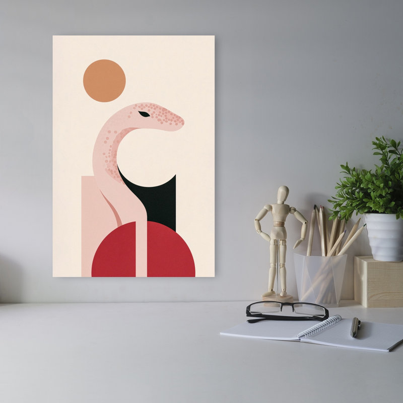 Geometric Desert Snake Abstract Elegant Geometric Snake Wildlife Landscape Wall Art Print 1 Piece Wrapped Canvas Wall Art