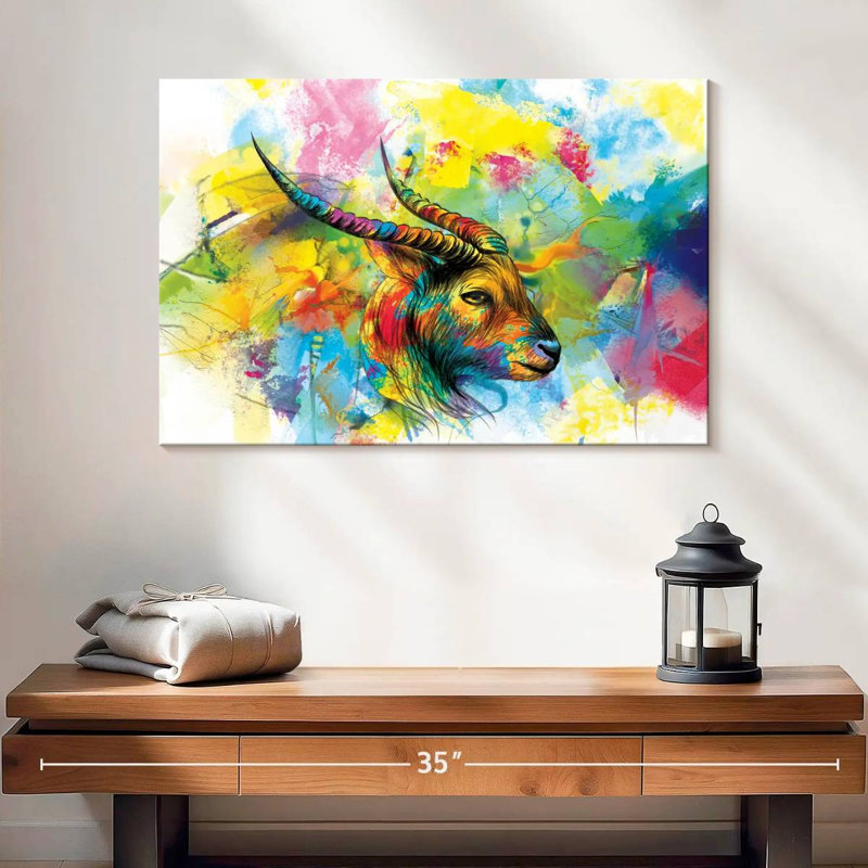 Brampt Horned Goat Paint Splash, 16" H x 24" W