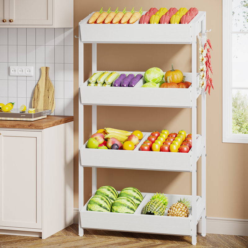 Meras 29.1" W Wood Storage Rack, White