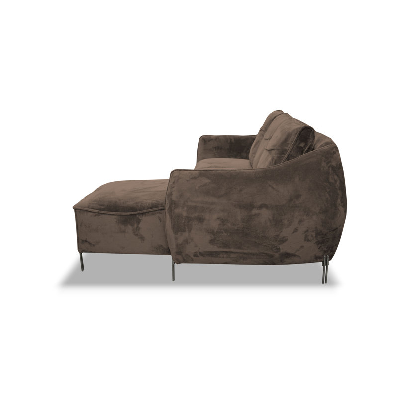 Adly 3 Seater Fabric Sofa & Chaise, Brown, Right Hand Facing