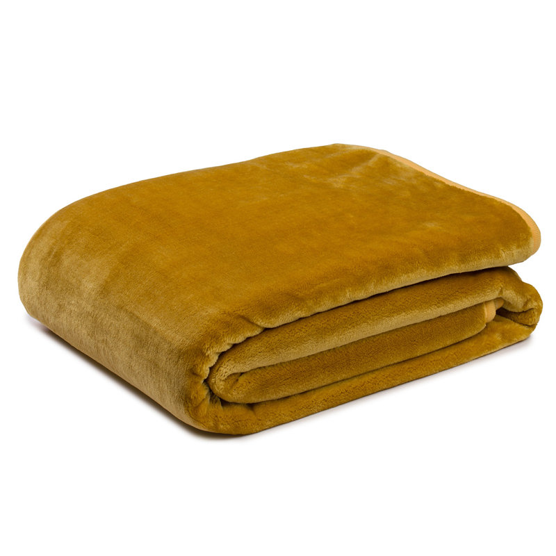 Throw Blanket, W240 x L220cm, Mustard