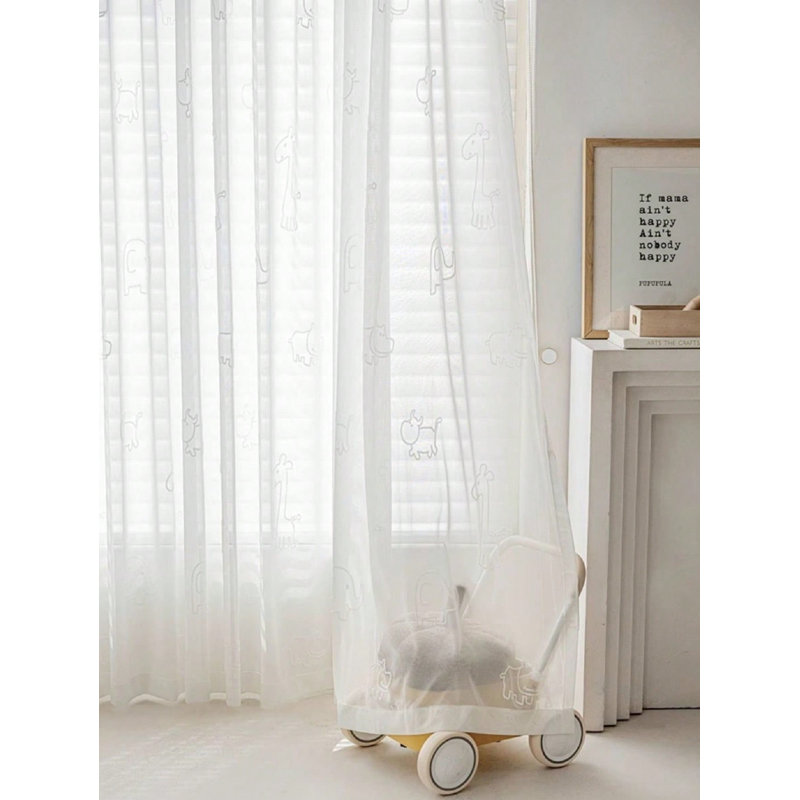 Voilage blanc filtrant la lumière avec passe-tringle, 52''W * 84''L