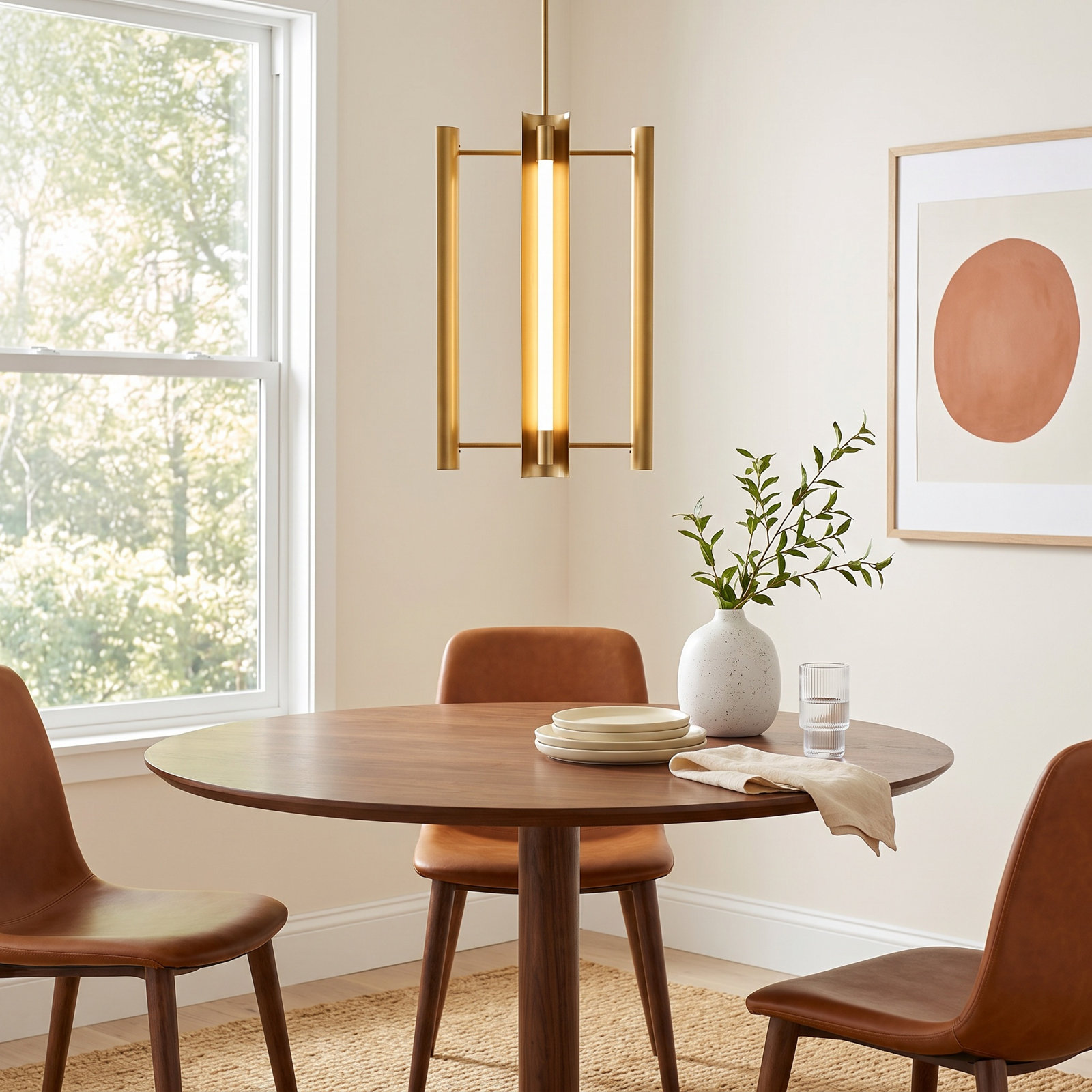 Futch Pendant, 28" H x 16.13" W x 16.13" D, 4, Burnished Brass