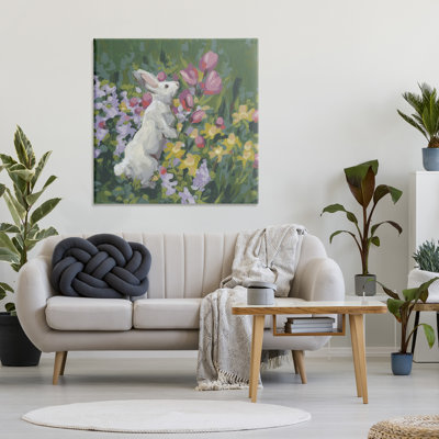 Bunny in Garden Impression Canvas, design by June Erica Vess