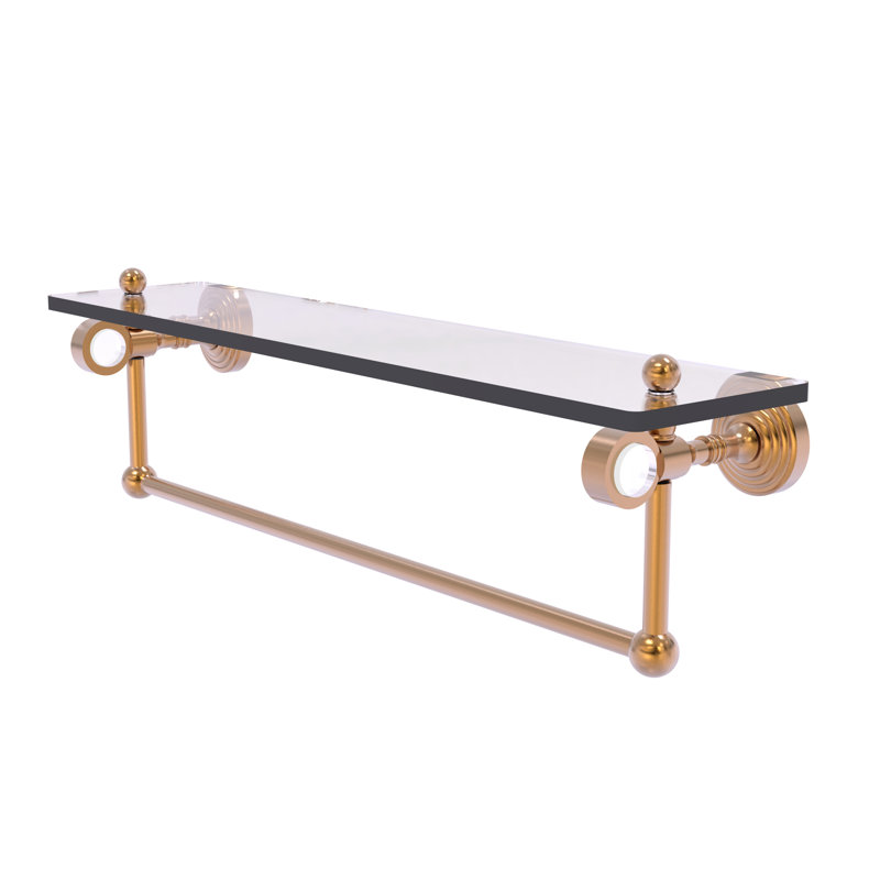 Jarrell Glass Bracket Shelf with Towel Bar, Brushed Bronze, 5.12" H x 22" W x 6.4" D