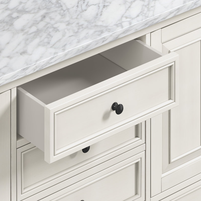 Meuble-lavabo double avec plateau Magruder, Glacis gris anthracite, Blanc de Carrare, 72"