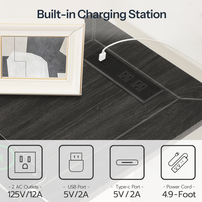 Baylis 23.6'' Tall End Table with Storage and Charging Station