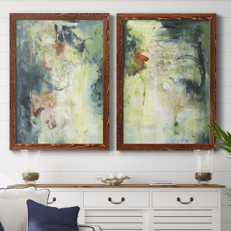 Nature's Elements I - Ensemble de 2 peintures sur toile encadrées, H 43,5 po x l 31,5 po x P 1 po, Encadré de bois de noyer