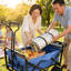 Chariot de plage pliable, bleu