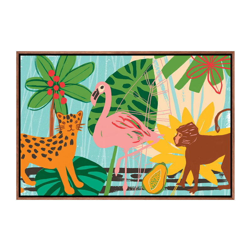 Collection graphique Jungle - impression, Pas de tapis, H 26 po x l 40 po x 1,5 po, Toile avec cadre en bois classique