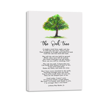 The Oak Tree Poem Wall Art, The Oak Tree Poem Canvas Print Wall Decor  Mighty Oak Tree Poem About Life Inspirational Wall Art Nature Wall Art Motivational Poetry Room Home Decor
