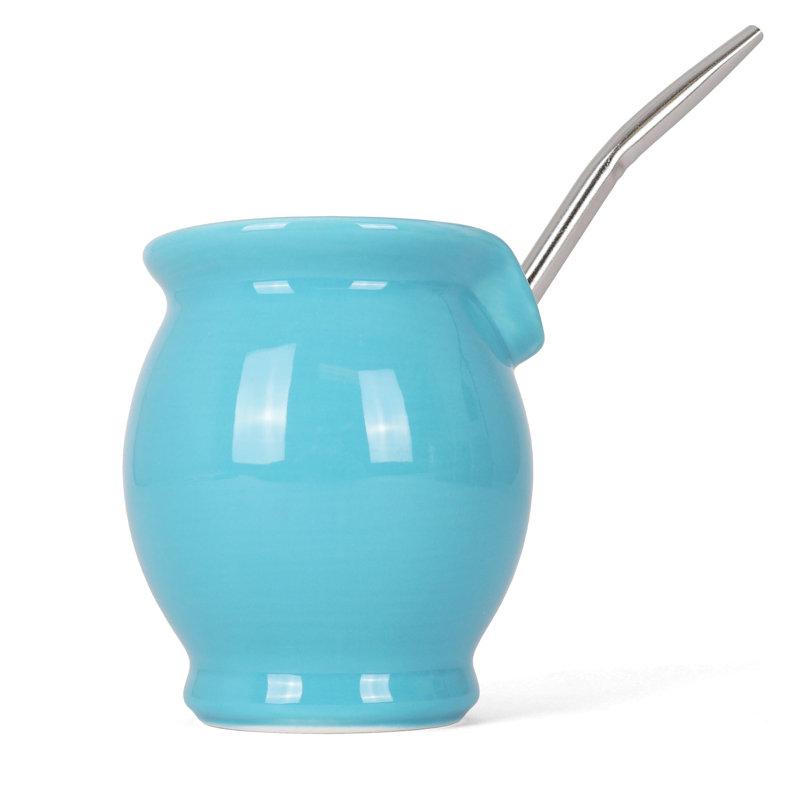 Milltown Merchants - Ensemble moderne de gourde et de bombilla maté, Bleu turquoise