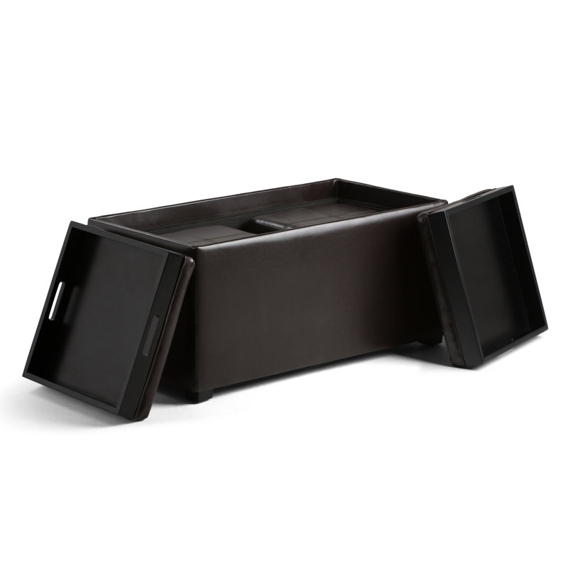Brown Faux Leather 5-Piece Storage Ottoman Set