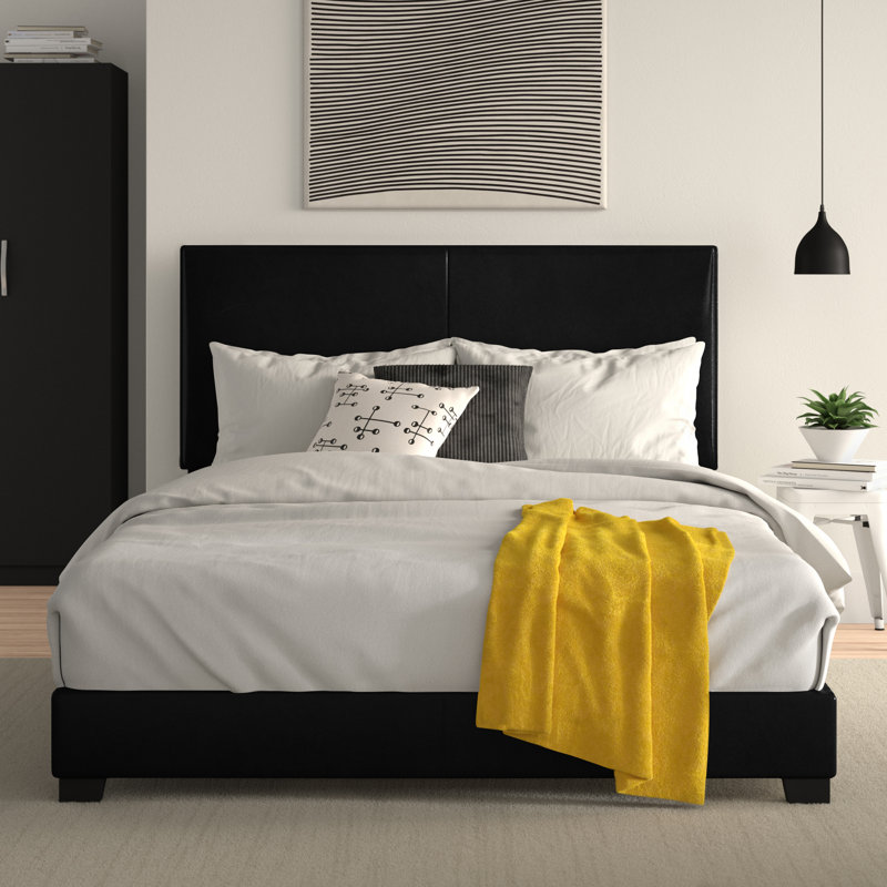 Clu Faux Leather Upholstered California King Bed Black, California King, Black