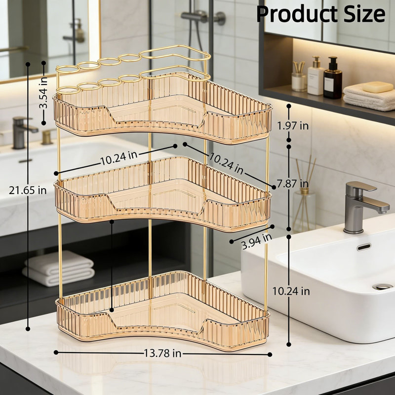 Organisateur de coin de comptoir avec brosse à dents et porte-pinceau de maquillage, tablette de rangement de meuble-lavabo à 3 niveaux pour la cuisine et la commode, conception peu encombrante