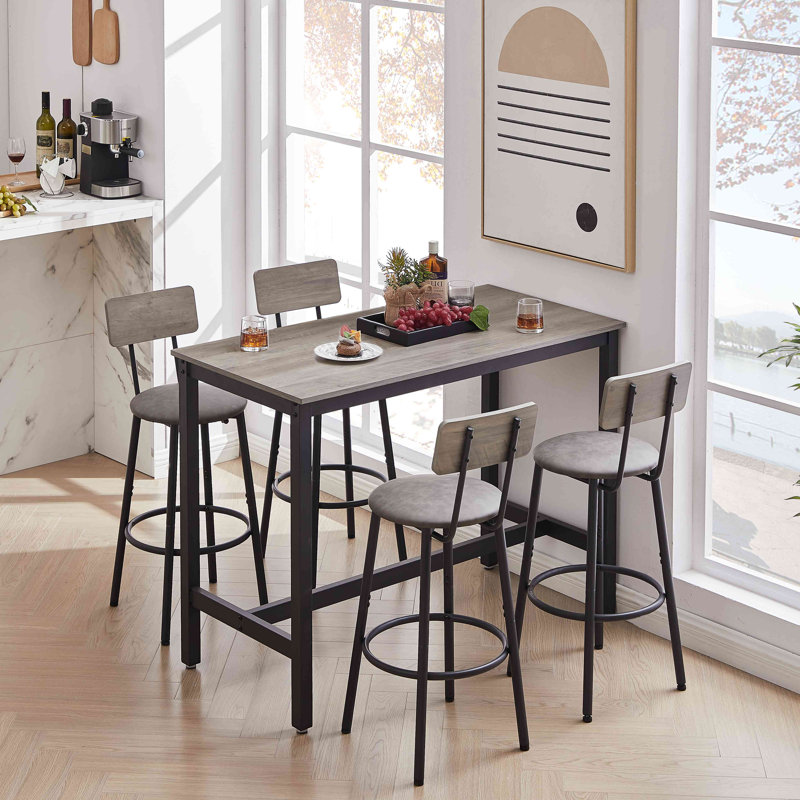 Ensemble de table de bar avec 4 tabourets de bar Siège souple avec dossier