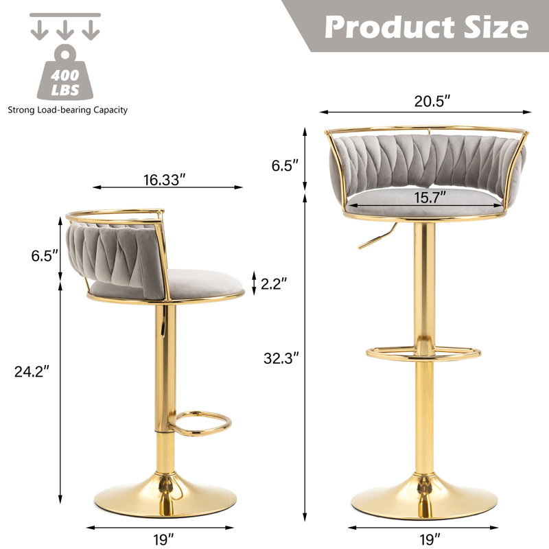 Tabouret de bar Christal, Gris, Gris