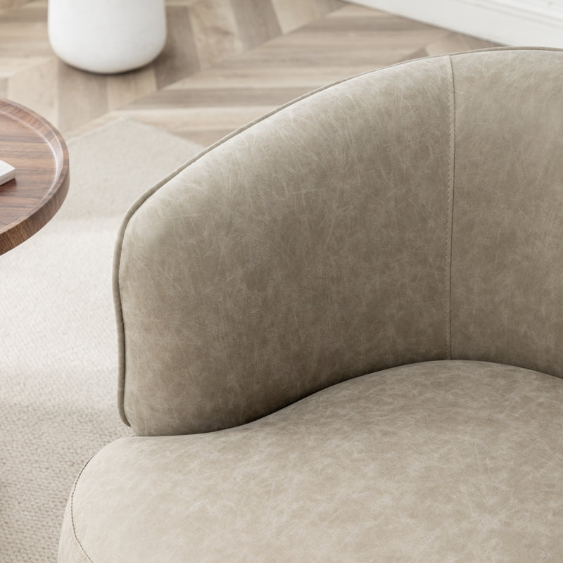 Tybias Faux Leather Swivel Barrel Chair, Gray