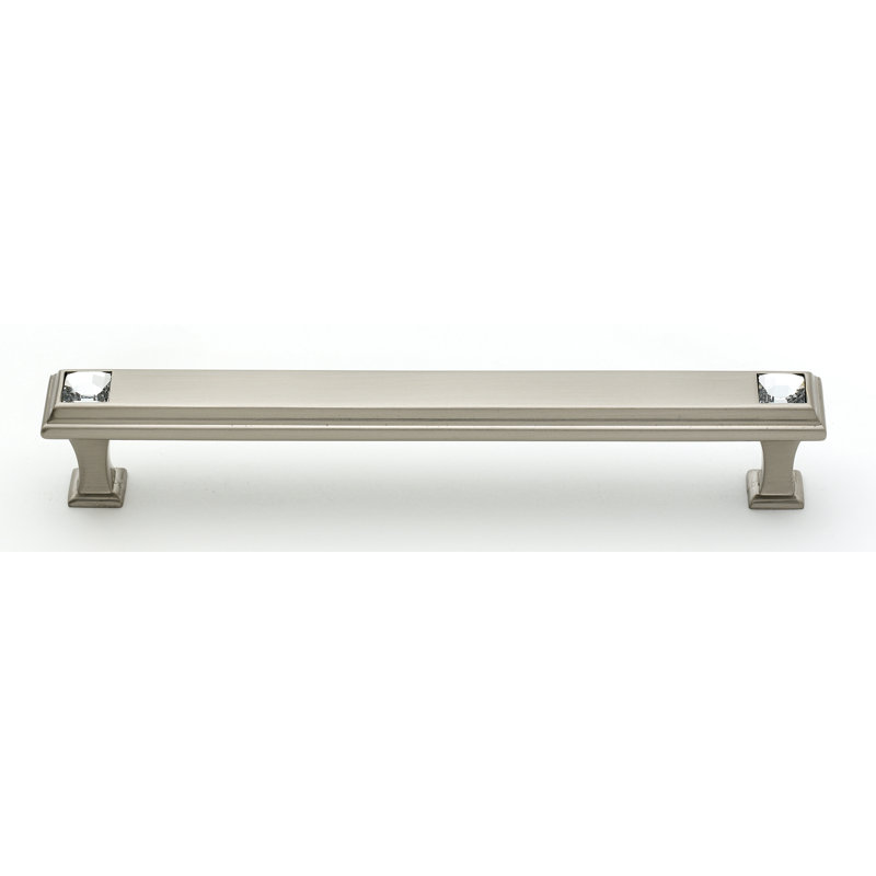 Poignée barre géométrique, Nickel satiné, 4"