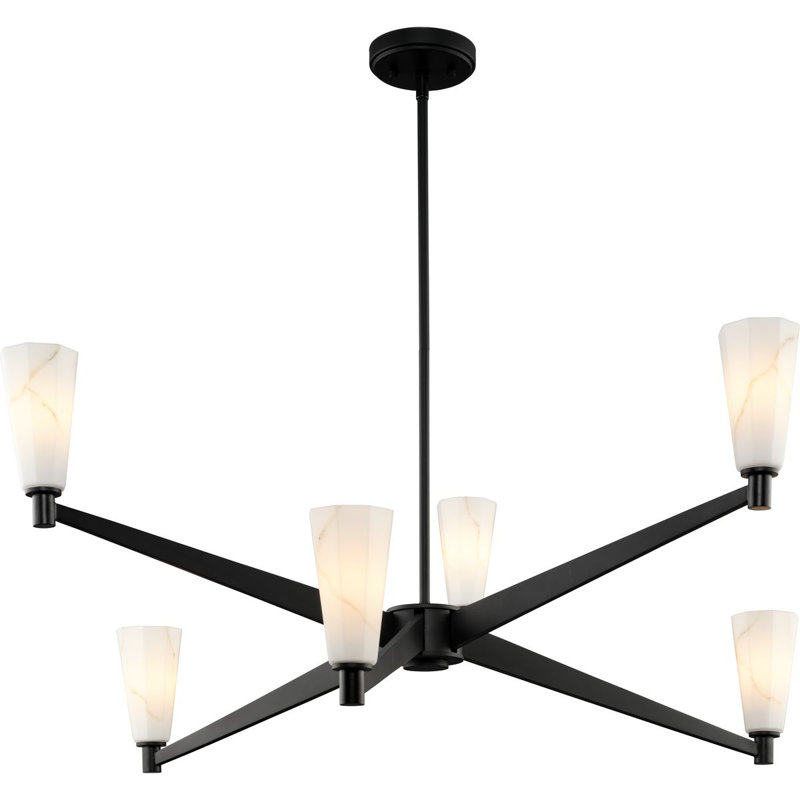Lustre de luxe moderne à six lumières, Noir mat