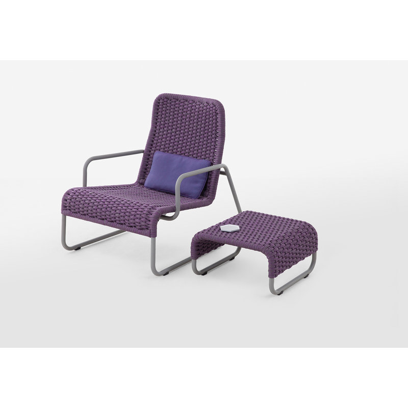 Sunny Outdoor Lounge Chair, Graphite, Violet/Titan Flat Ropetek
