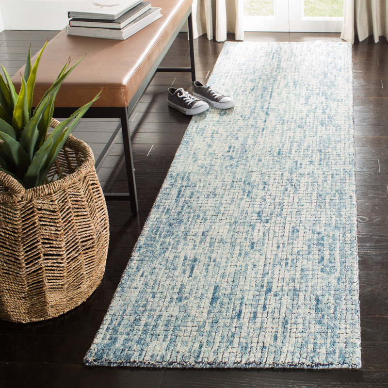Tapis en laine touffeté à la main Cavazos, Tapis de couloir 2 pi 3 po x 10 pi