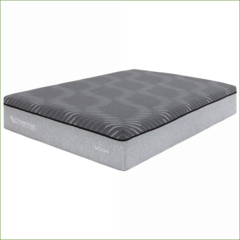 Matelas | Matelas très grand hybride 12 po avec housse de protection en cascade douce | Mousse + ressort | Gris ardoise