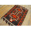 Bold Charcoal and Red Antique Flat Weave Tribal Geometric Native American Navajo Rug