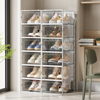 12 Pair Stackable Shoe Storage Cabinet