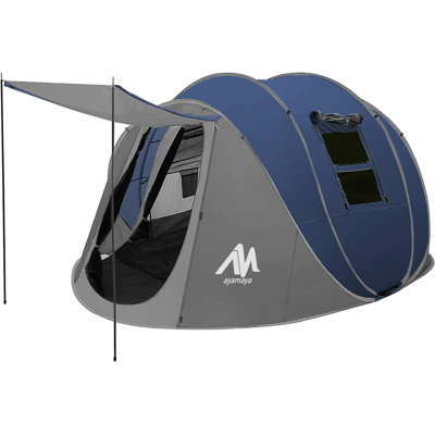 Ayamaya Pop Up Tent With Vestibule For 4-6 Person - Double Layer Waterproof Easy Setup Family Camping Tent Big Enough For 2-6 People - Ventilated Mesh Windows Dome Tents