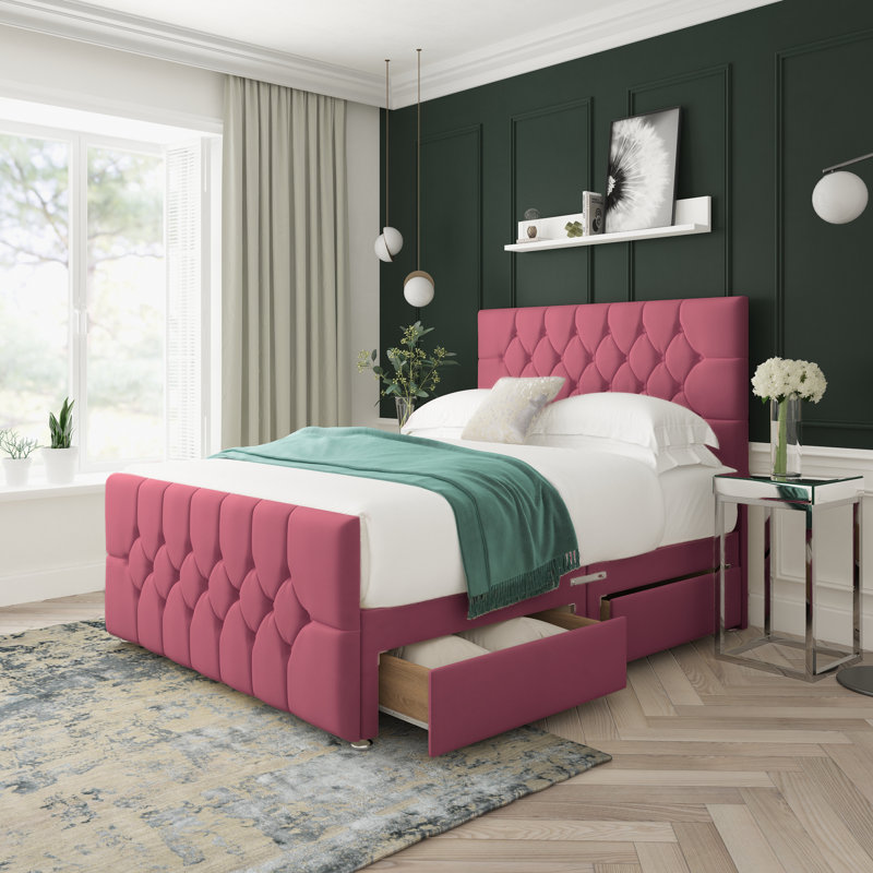 Upholstered Divan Bed, Maroon, Small Single (2'6)