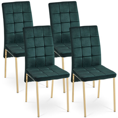 Chaise en velours nordique à haut dossier en velours, ensemble de 4