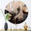 Or doré et expression de marbre noir II - art abstrait rond en marbre-88628842