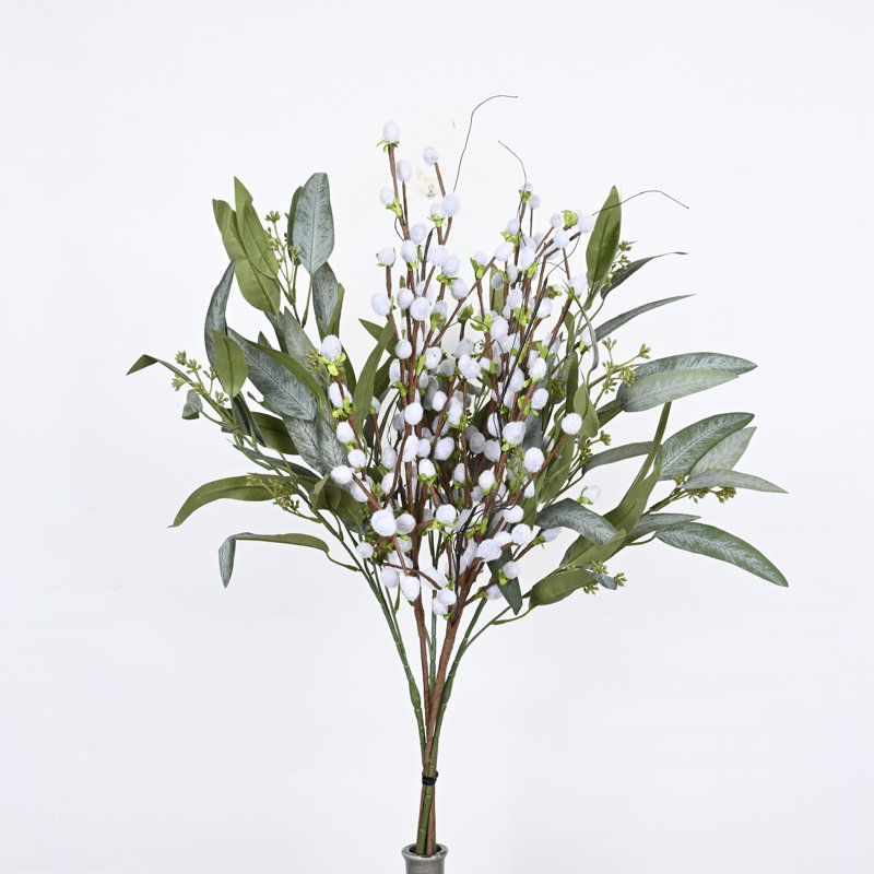 Artificial Farmhouse Greenery Foliage Leaves Long Stem Winter Christmas Day Sprays For Vase Filler, Home Office Table Decoration