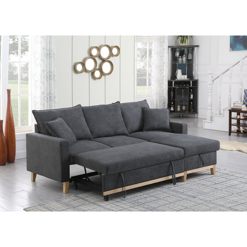 Canapé modulaire 85,91 po gris foncé avec rangement, méridienne et siège de 21 po