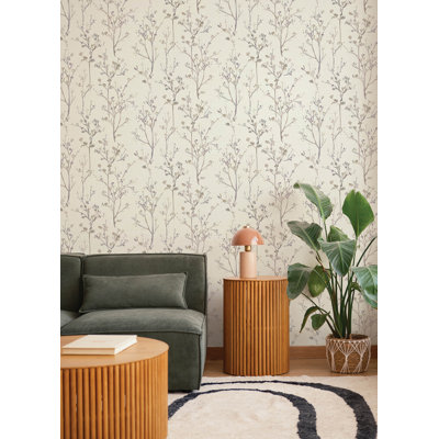 Silverling Lavender Budding Branches Wallpaper
