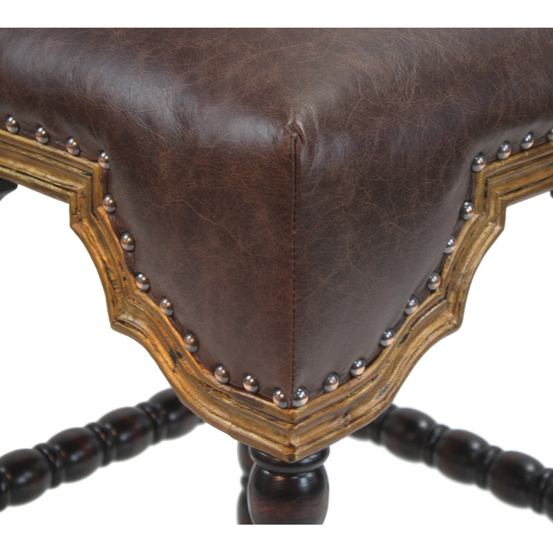 Tarver Upholstered Counter Stool with Solid Wood Frame, Chocolate Leather Match