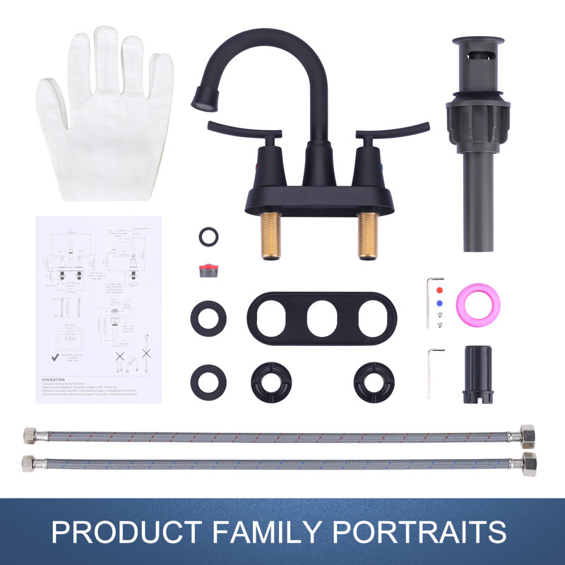 Matte Black Double Handle High Arc Bathroom Faucet