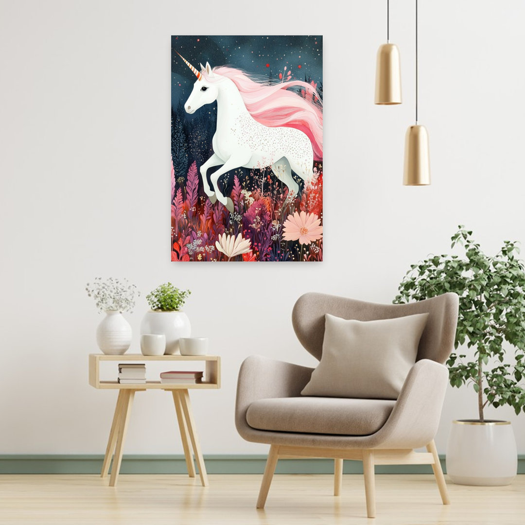 Enchanted Forest Unicorn Ethereal Vibrant Whimsical Animal Forest Wall Art Print