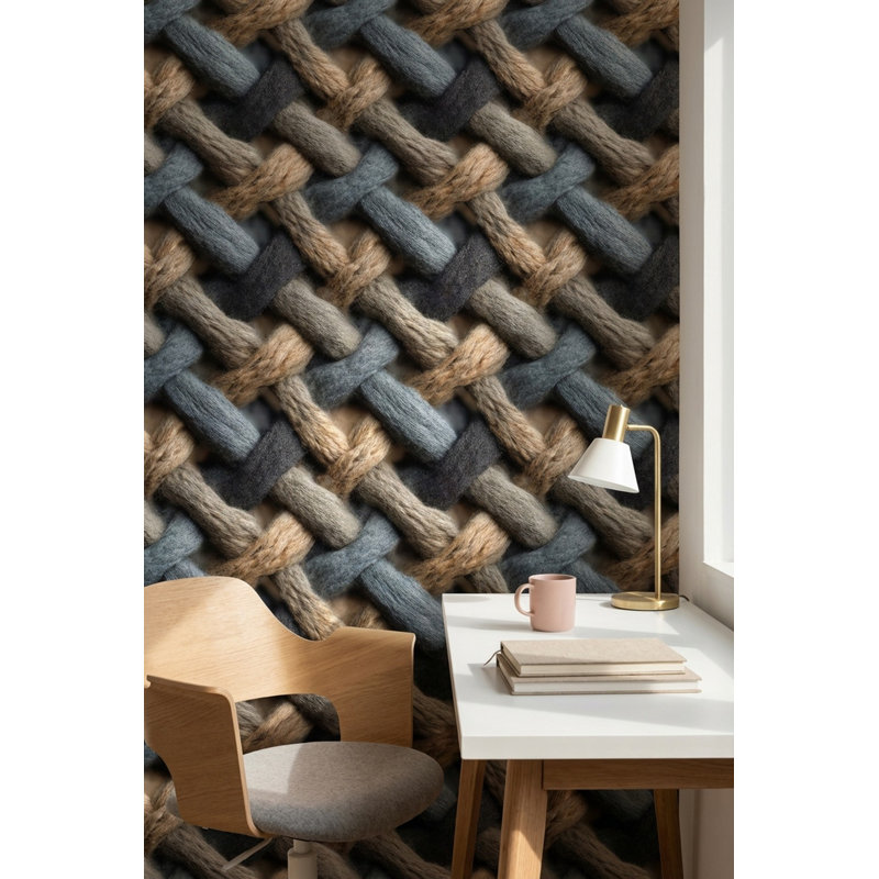 Papier peint tissé amovible à chevrons, Peler et coller
