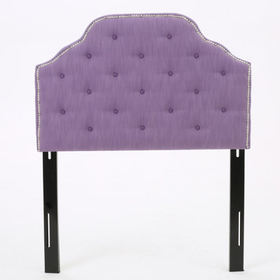 Button tufted design headboard with nailhead trim