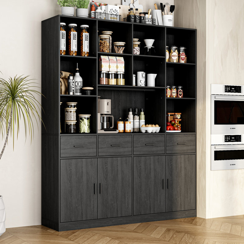 Garde-manger avec design moderne et rangement solide, Gris foncé