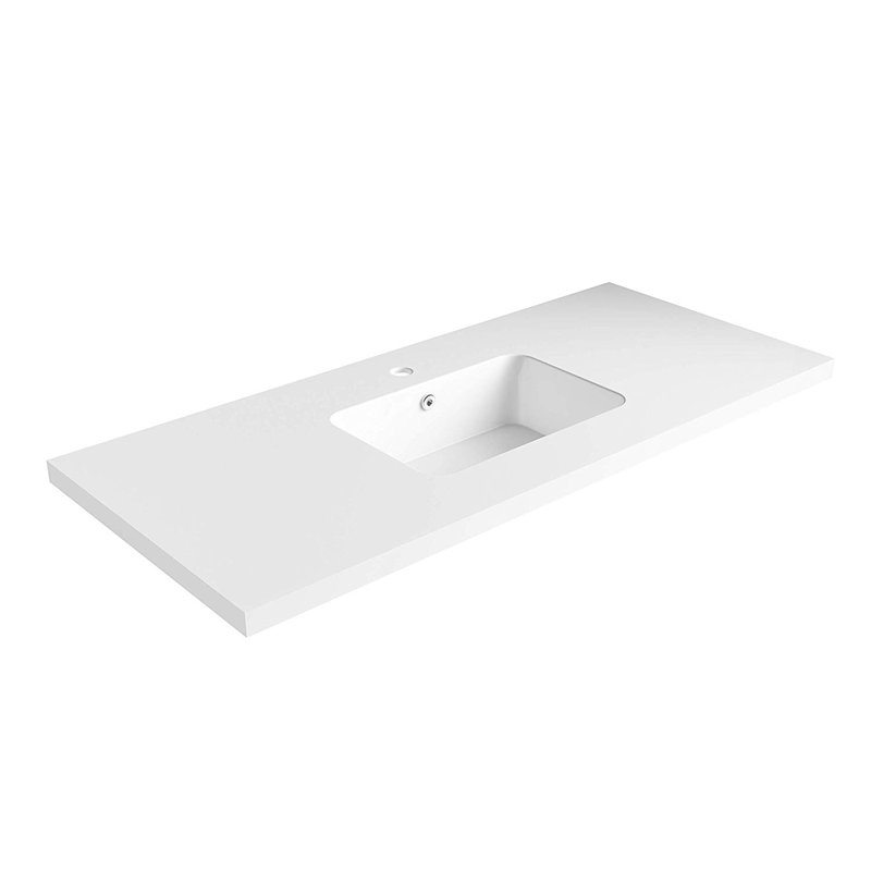 Plateau de meuble-lavabo simple 51 po en blanc avec lavabo