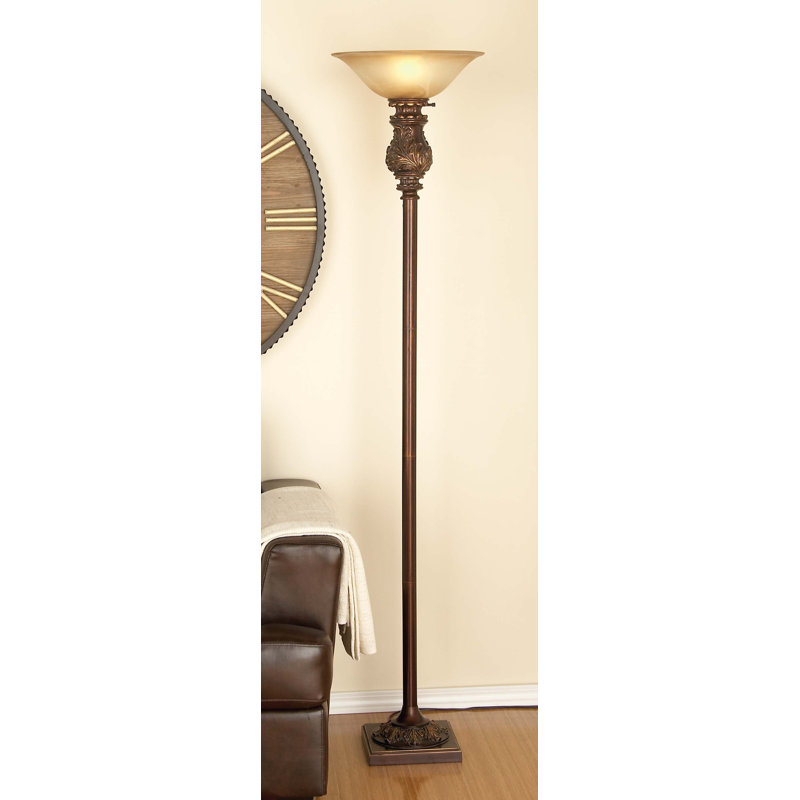 Metal Antique Style Brown Torchiere