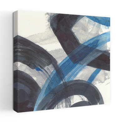 Contemporary Blue Brushy Abstract I Crop With Abstract Black Art