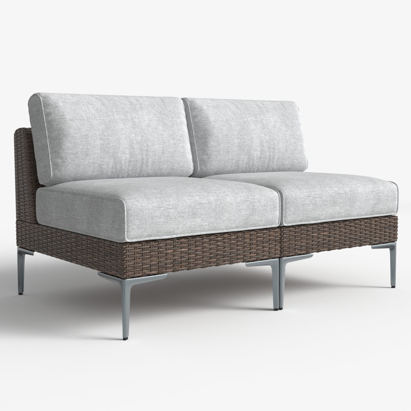 Wicker Outdoor Armless Lounge Chair, Grey