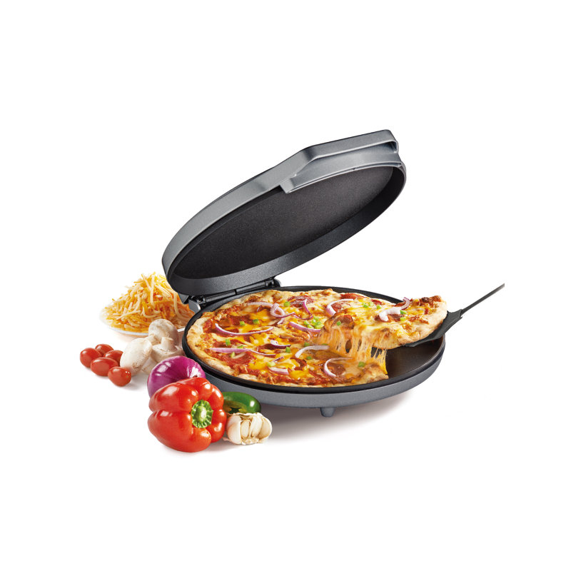 BCK Series  Betty Crocker Pizza Maker Plus, 12" Indoor Electric Grill, Nonstick Griddle Pan for Pizzas and more, Silver