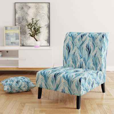 Fauteuil de chambre rembourré bleu et blanc Ikat Breeze